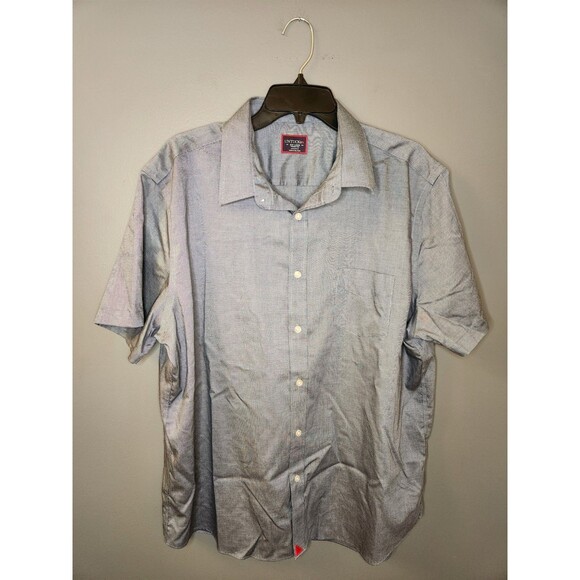 UNTUCKit Shirt Men's 2XL Blue Short Sleeve Button Up Wrinkle Free Petrus - Picture 2 of 6